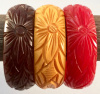 BB94 flower/leaf carved bakelite bangles